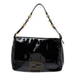 Fendi Black Patent Leather Large Mama Forever Flap Shoulder Bag