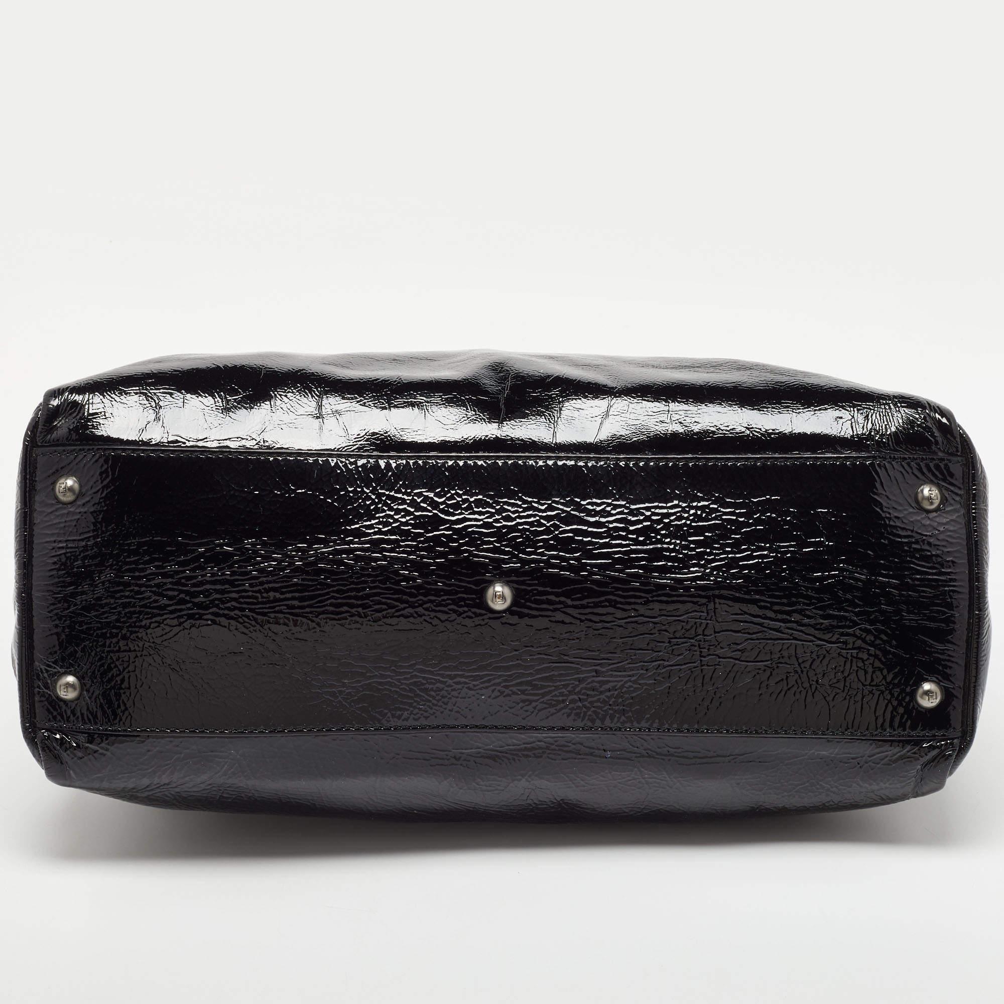Fendi Black Patent Leather Large Peekaboo Top Handle Bag 1