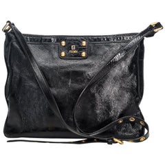 Fendi Black Patent Leather Leather Crossbody Bag Italy