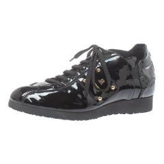 Fendi Black Patent Leather Low Top Sneakers Size 39.5