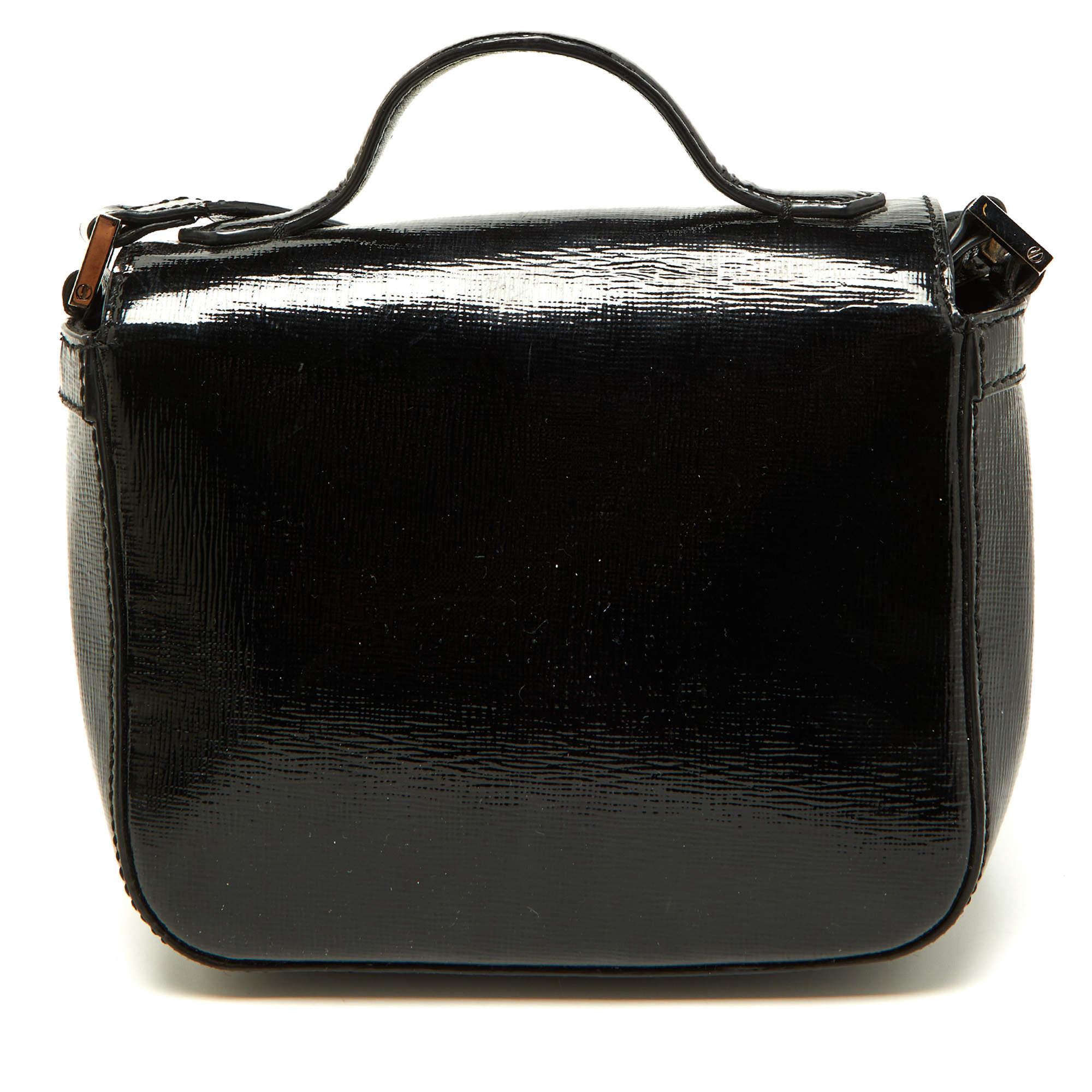 Fendi Black Patent Leather Mini Borsa Top Handle Bag 6