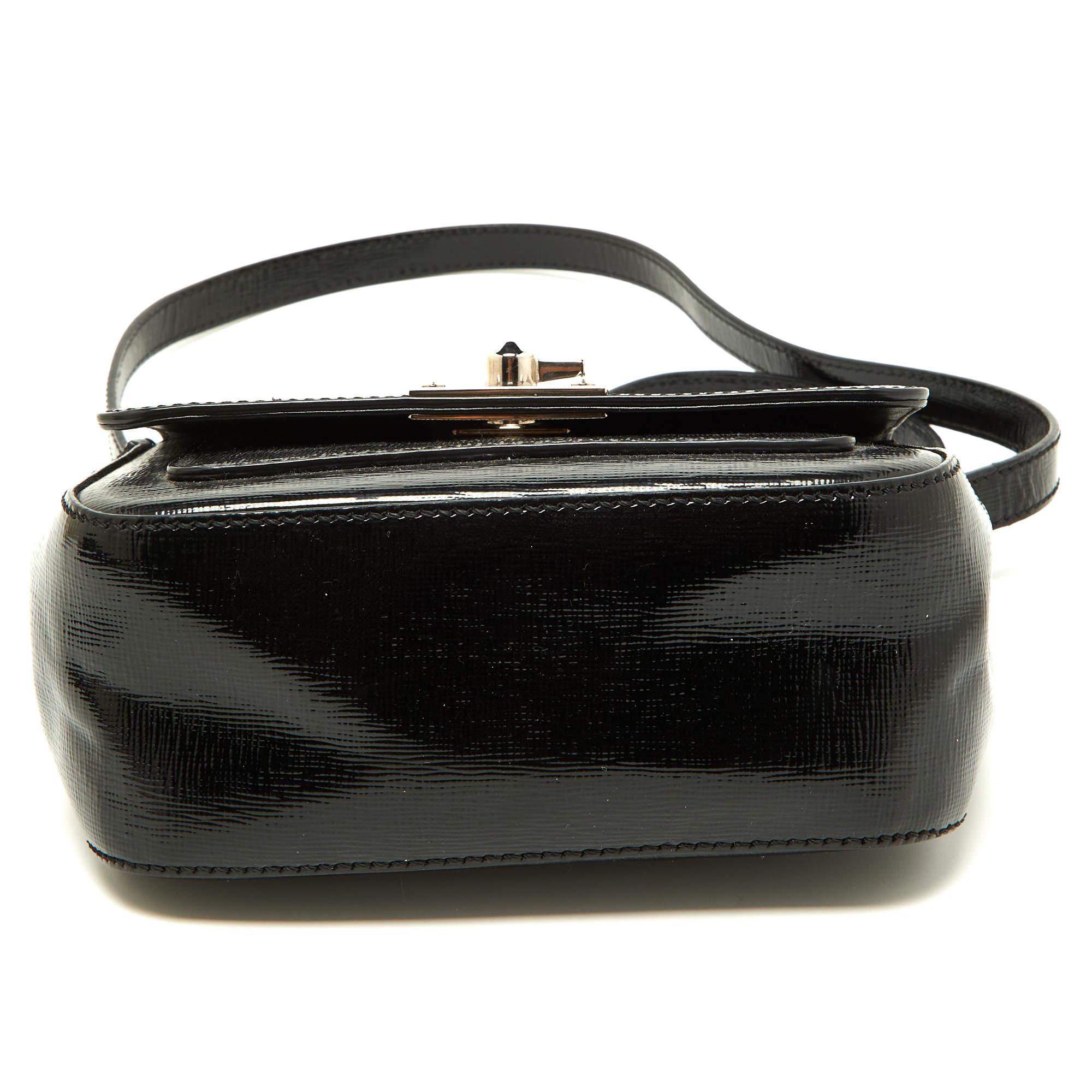 Fendi Black Patent Leather Mini Borsa Top Handle Bag 2