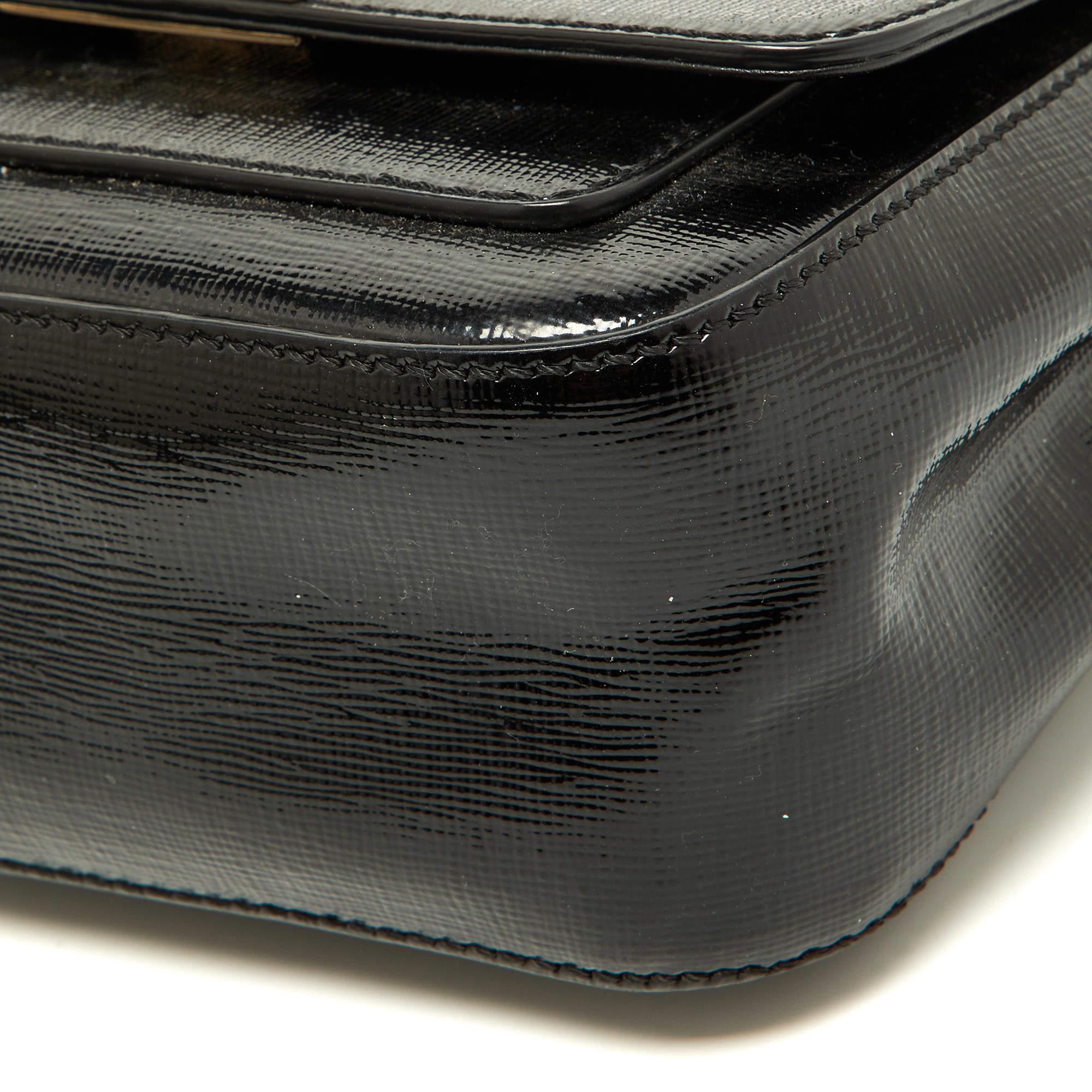 Fendi Black Patent Leather Mini Borsa Top Handle Bag 4