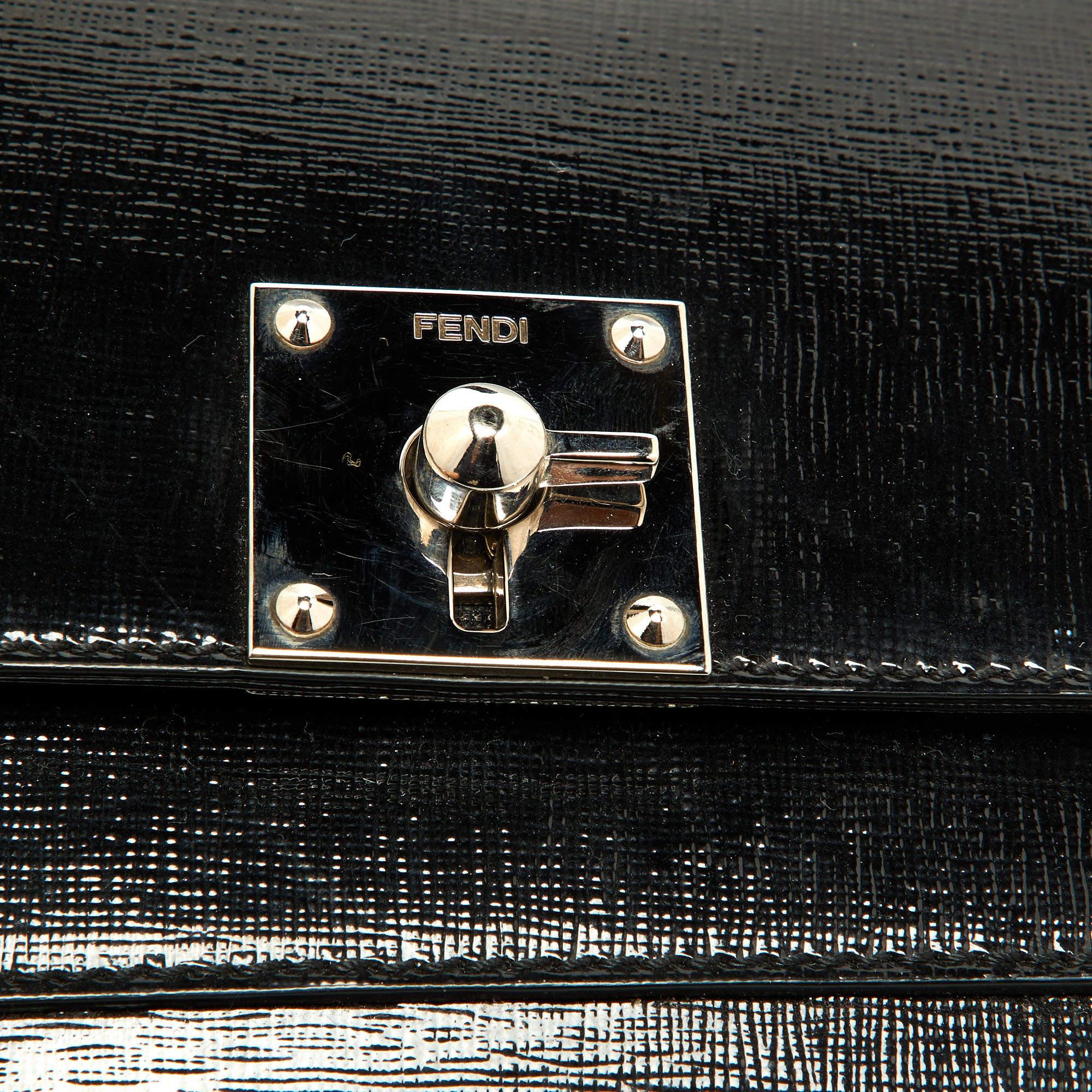 Fendi Black Patent Leather Mini Borsa Top Handle Bag 5