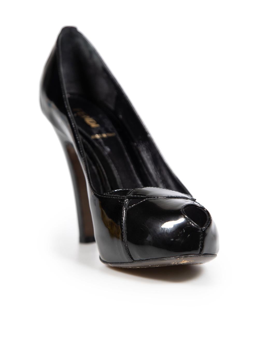 CONDITION is Very good. Minimal wear to heels is evident. Minor scratches are seen near the toe box on the right side of the right shoe and on the left side of the left shoe, minor discolouration marks are found on the heel stem of the right shoe on