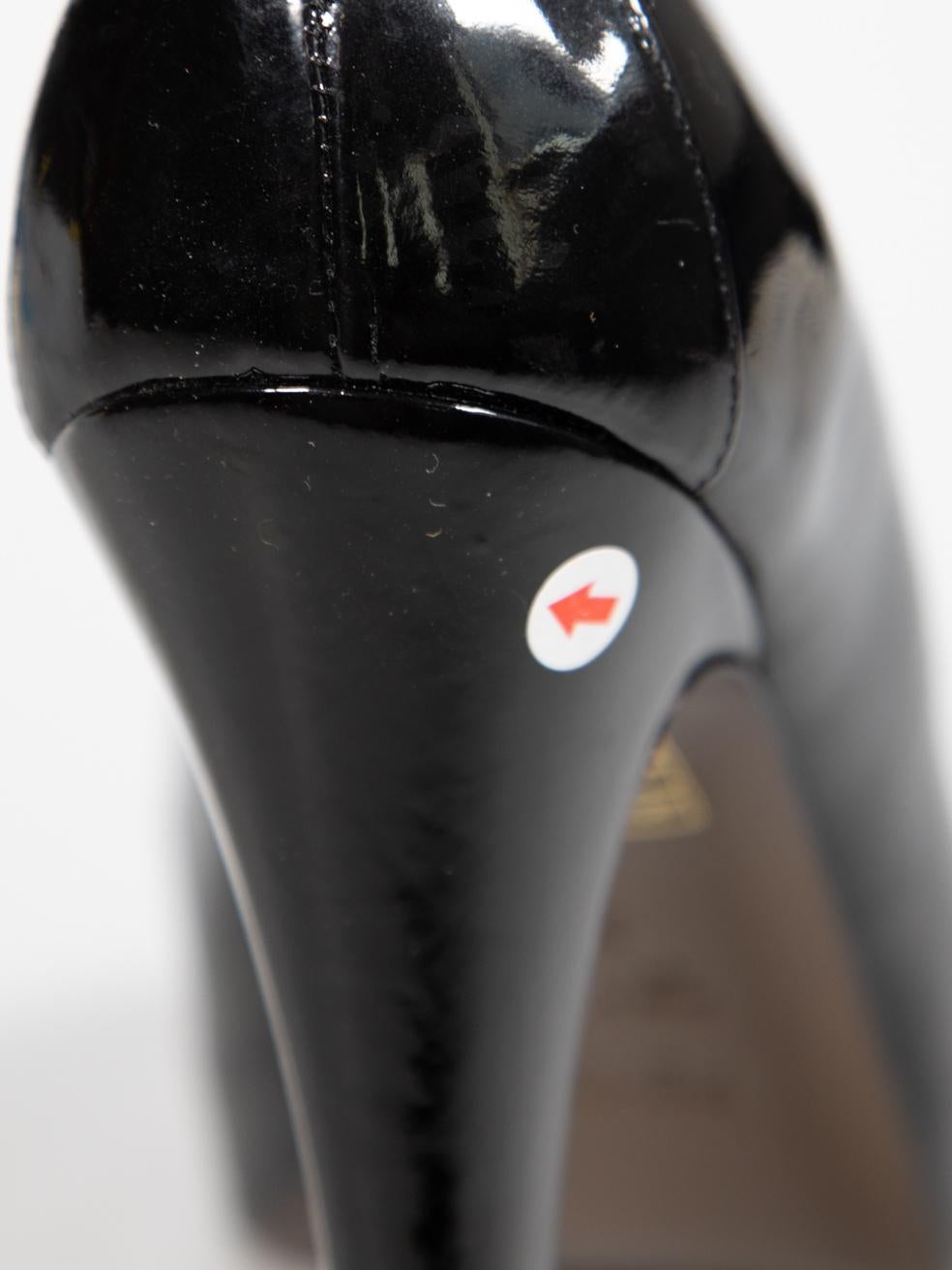 Fendi Black Patent Leather Peep Toe Heels Size IT 38 2