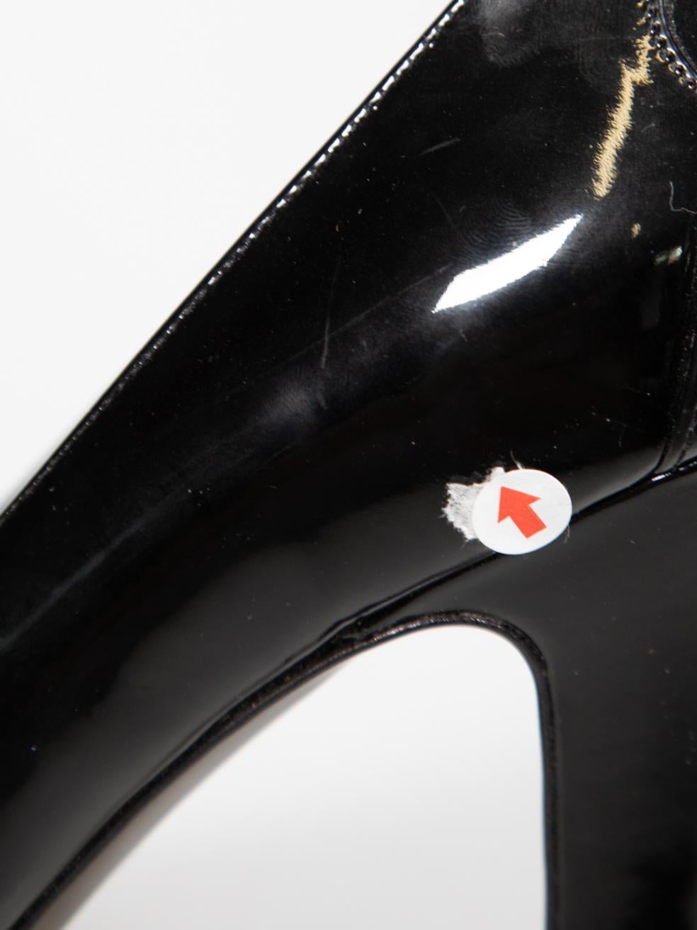 Fendi Black Patent Leather Peep Toe Heels Size IT 38 4
