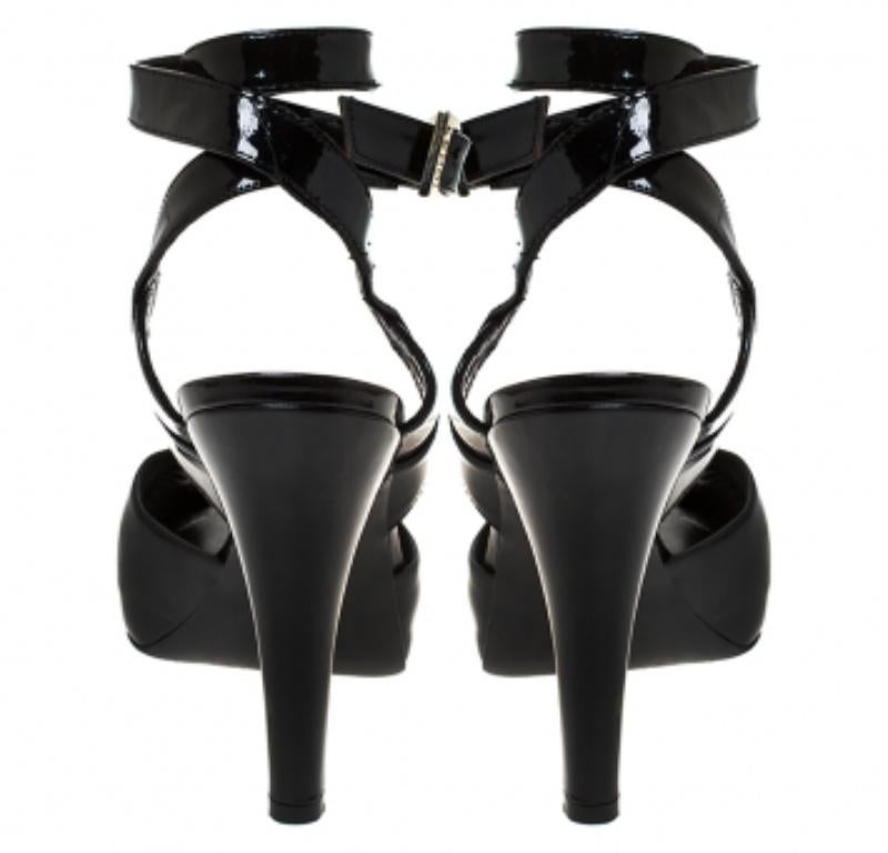 Fendi - Sandales à plateforme en cuir verni noir - Taille 39 Pour femmes en vente