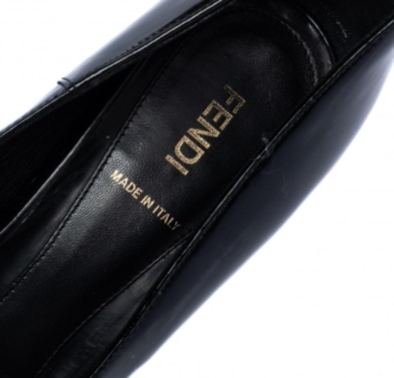 Fendi Black Patent Leather Peep Toe Platform Pumps Size 39 For Sale 1
