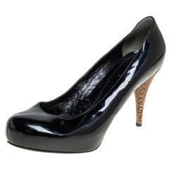 Fendi Black Patent Leather  Platform  FF Superstar Pumps Size 39