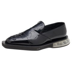 Fendi Black Patent Leather Slip On Loafers Size 40
