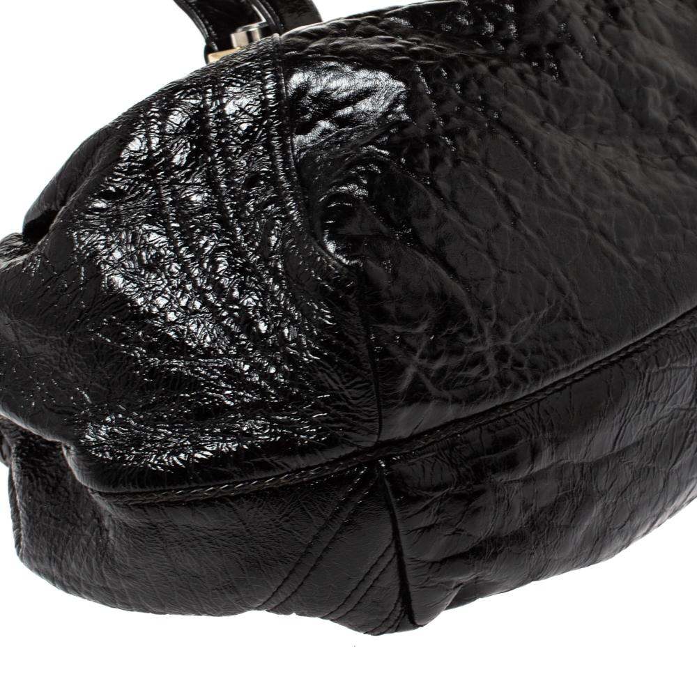 Fendi Black Patent Leather Spy Hobo 4