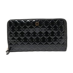 Fendi Black Patent Leather Zip Around Wallet
