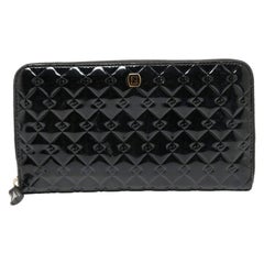 Fendi Black Patent Leather Zip Around Wallet