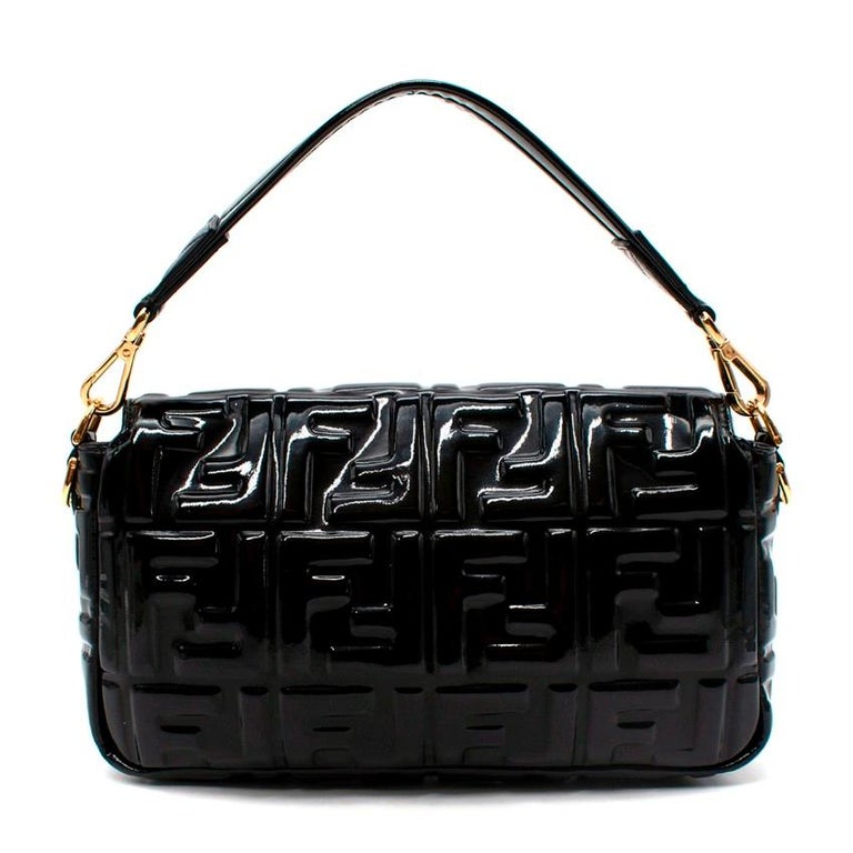 Fendi Black Patent New Season Medium Baguette Shoulder Bag For Sale at ...