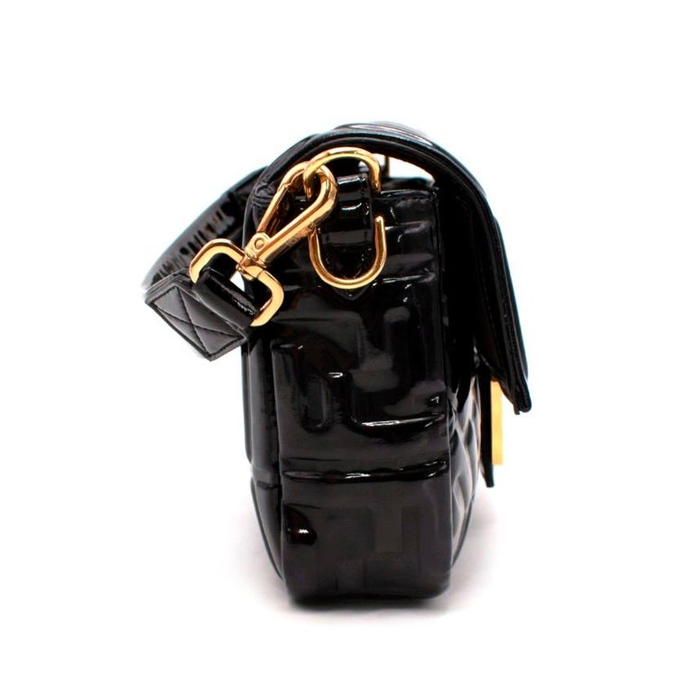 Fendi Black Patent New Season Medium Baguette Shoulder Bag For Sale at ...
