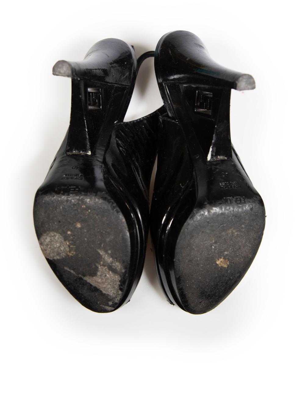 Women's Fendi Black Patent Platform Heels Size IT 40