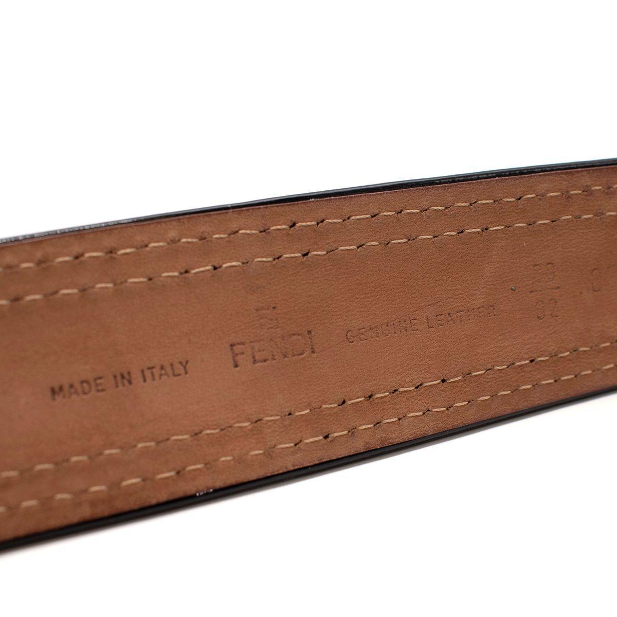 Women's Fendi Black Patent & Tan Leather Belt 80
