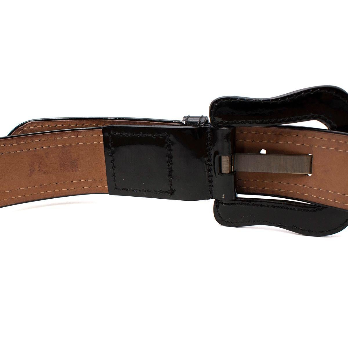 Fendi Black Patent & Tan Leather Belt 80 2