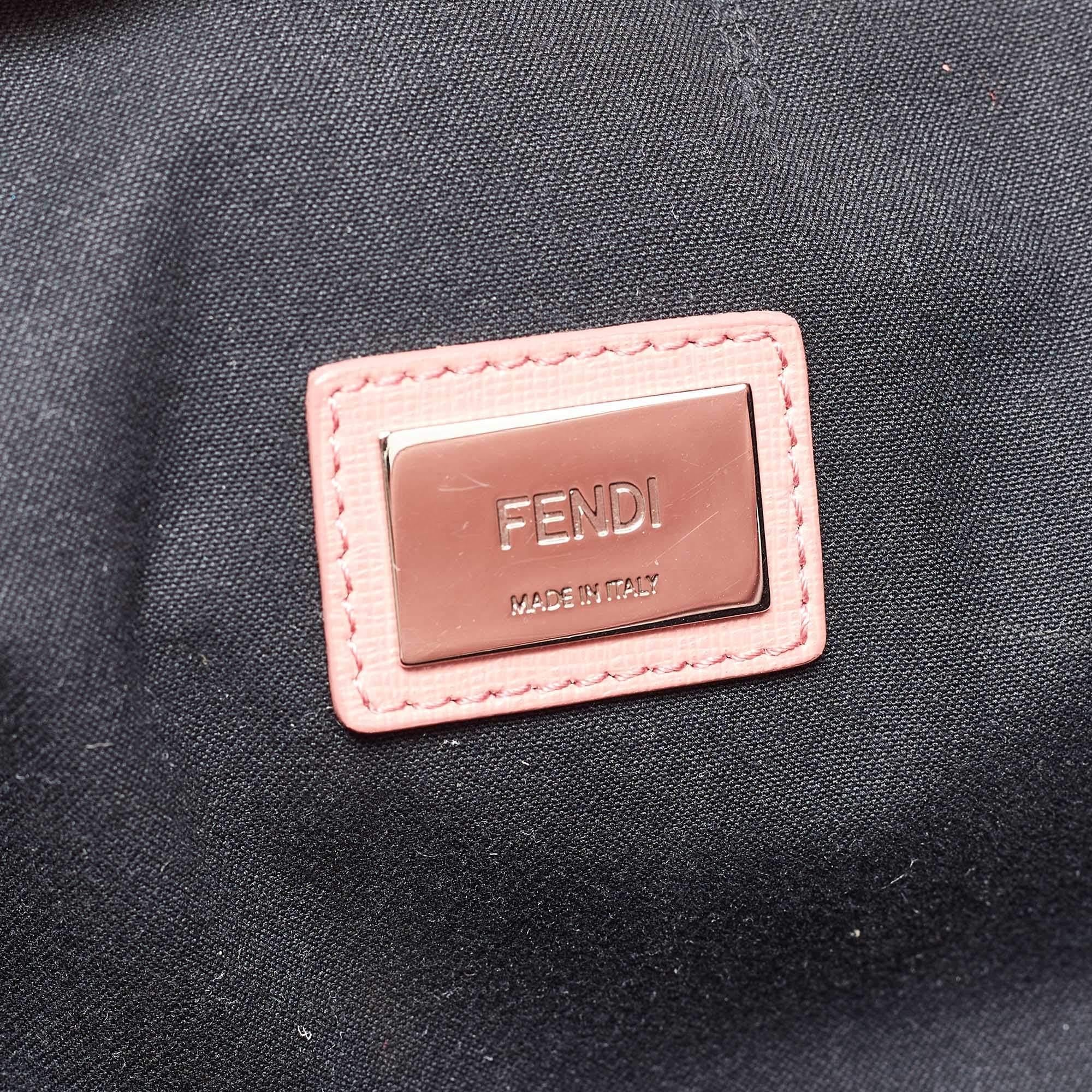 Fendi Black/Peach Leather Monster Roll Tote For Sale 2