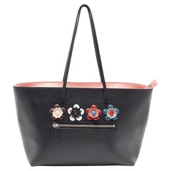 Fendi Black/Peach Leather Monster Roll Tote