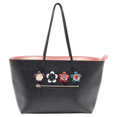 Fendi Monster Roll Tote aus schwarzem/befarbenem Leder