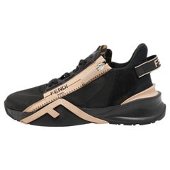 Fendi Black/Peach Suede and Nylon Flow Low Top Sneakers Size 39