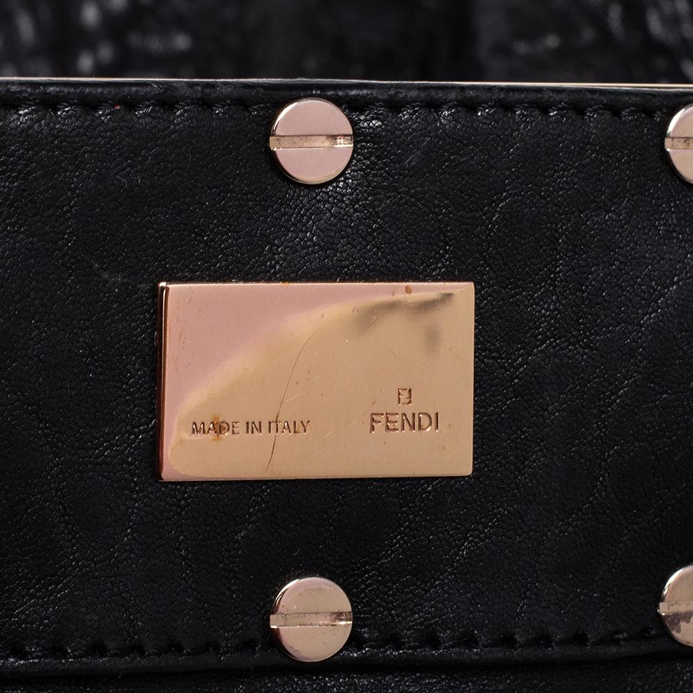 Fendi Black Pebbled Leather Large Mia Shoulder Bag 1
