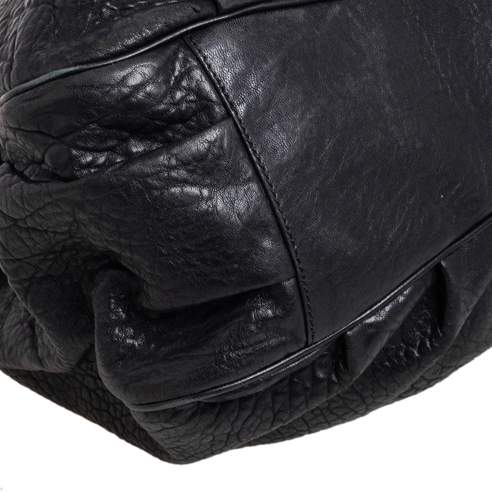 Fendi Black Pebbled Leather Large Mia Shoulder Bag 3