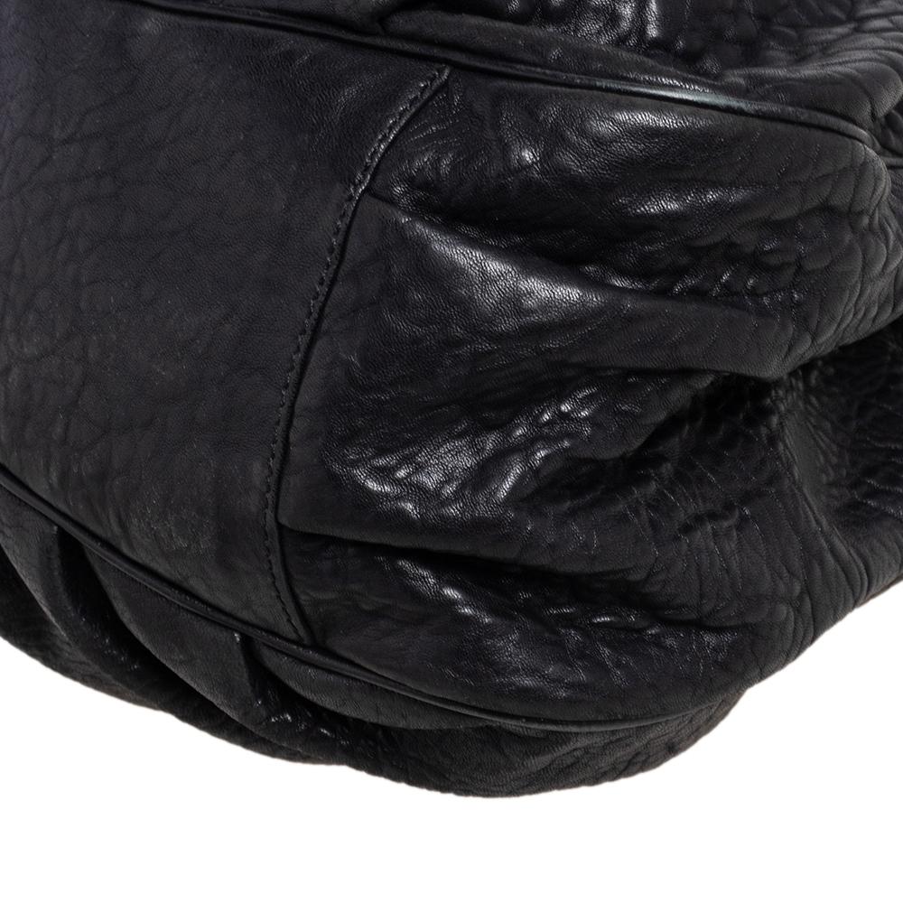 Fendi Black Pebbled Leather Large Mia Shoulder Bag 4