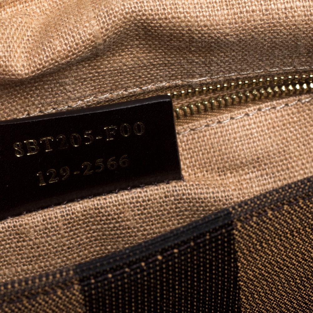 Fendi Black Pequin Stripe Leather Large Claudia Shoulder Bag 6