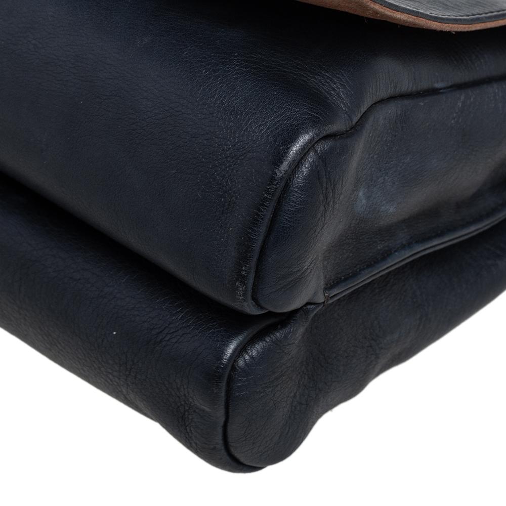 Fendi Black Pequin Stripe Leather Large Claudia Shoulder Bag 6