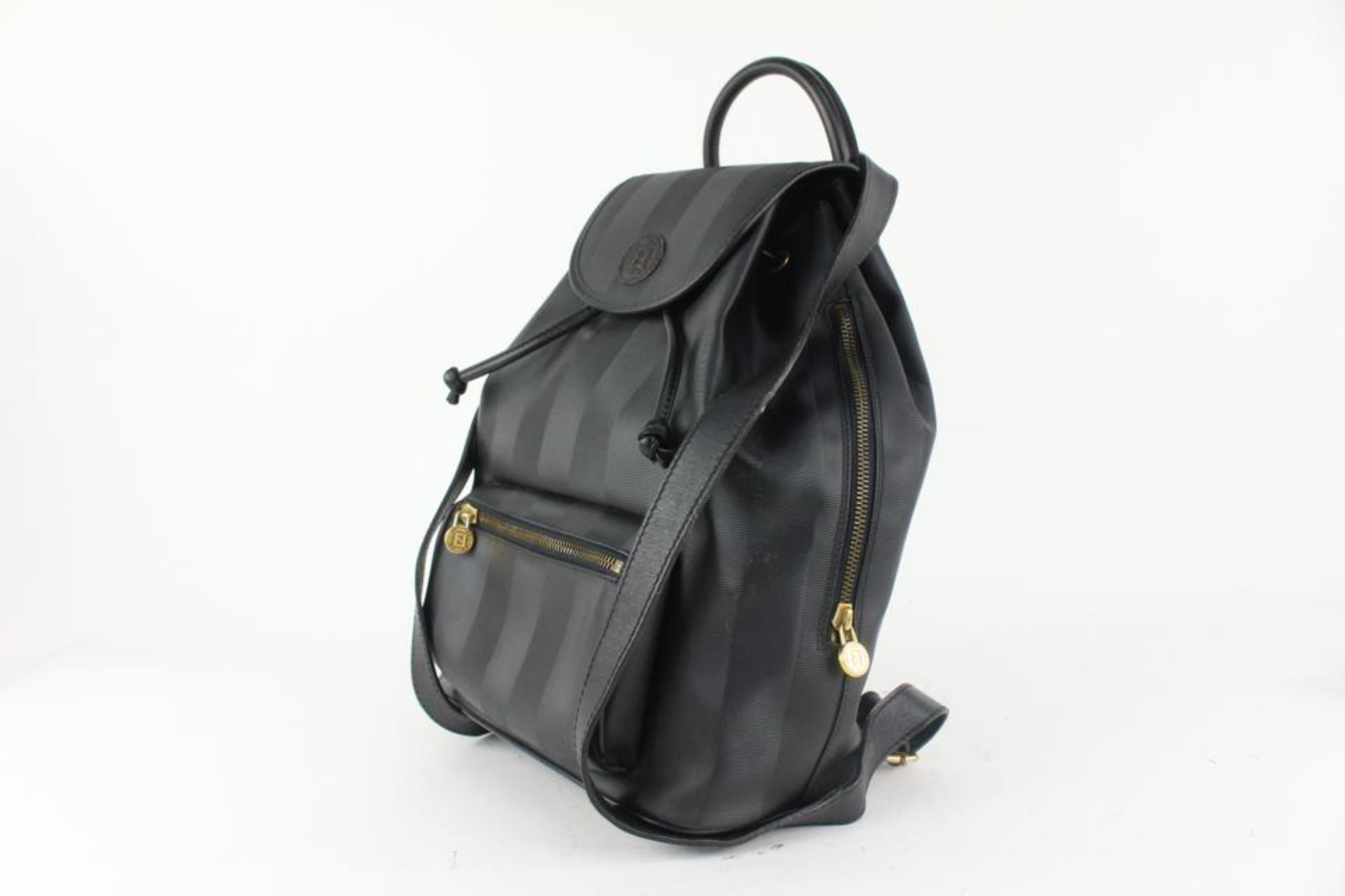 Fendi Black Pequin Stripe Mini Backpack 101ff23 For Sale 7