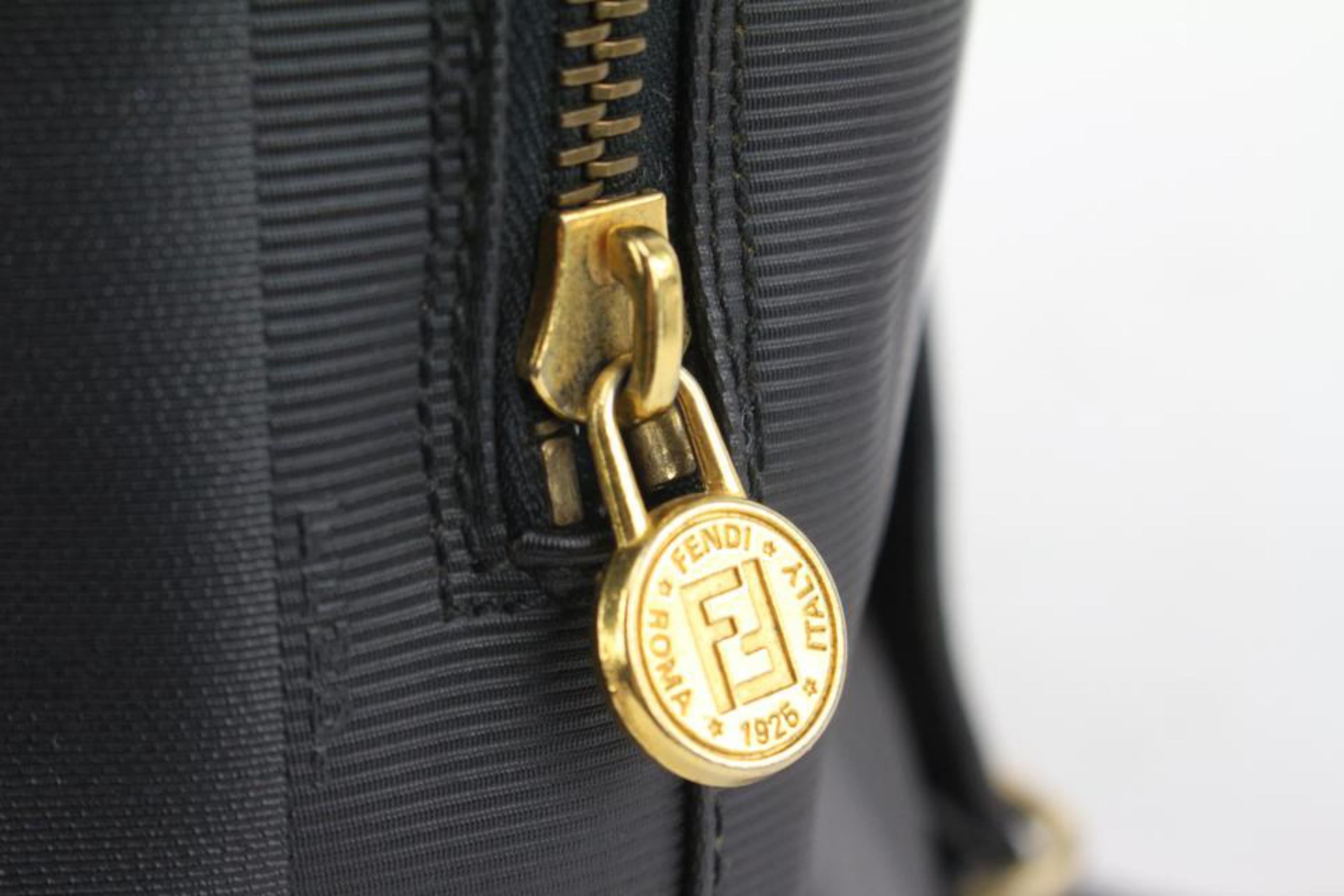 Fendi Black Pequin Stripe Mini Backpack 101ff23 In Good Condition For Sale In Dix hills, NY