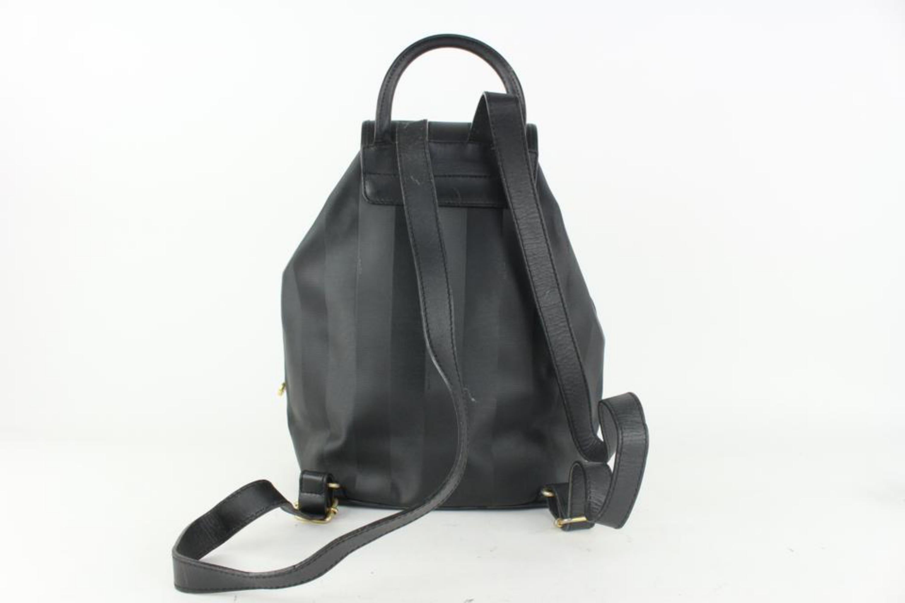 Fendi Black Pequin Stripe Mini Backpack 101ff23 For Sale 2