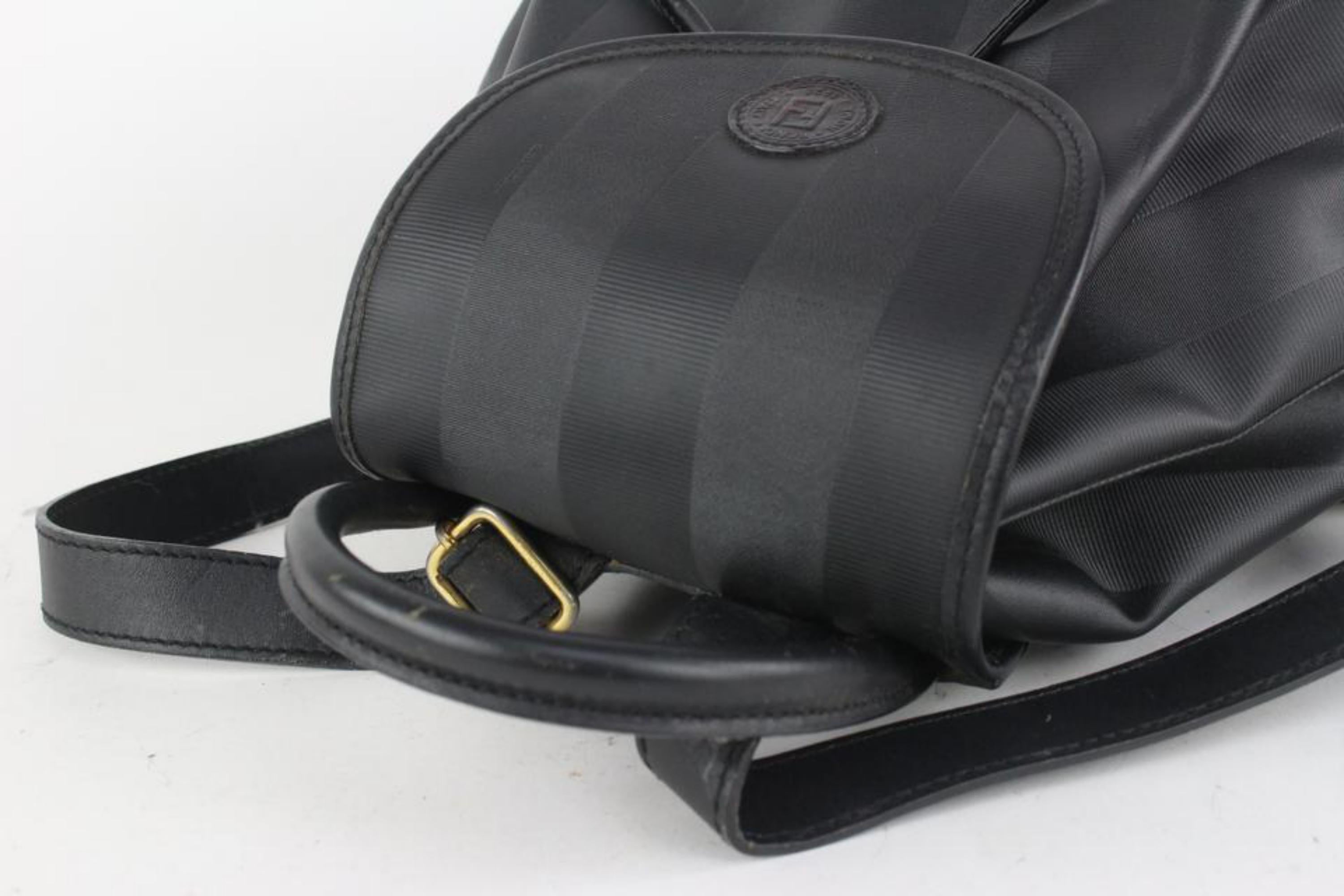 Fendi Black Pequin Stripe Mini Backpack 101ff23 For Sale 3