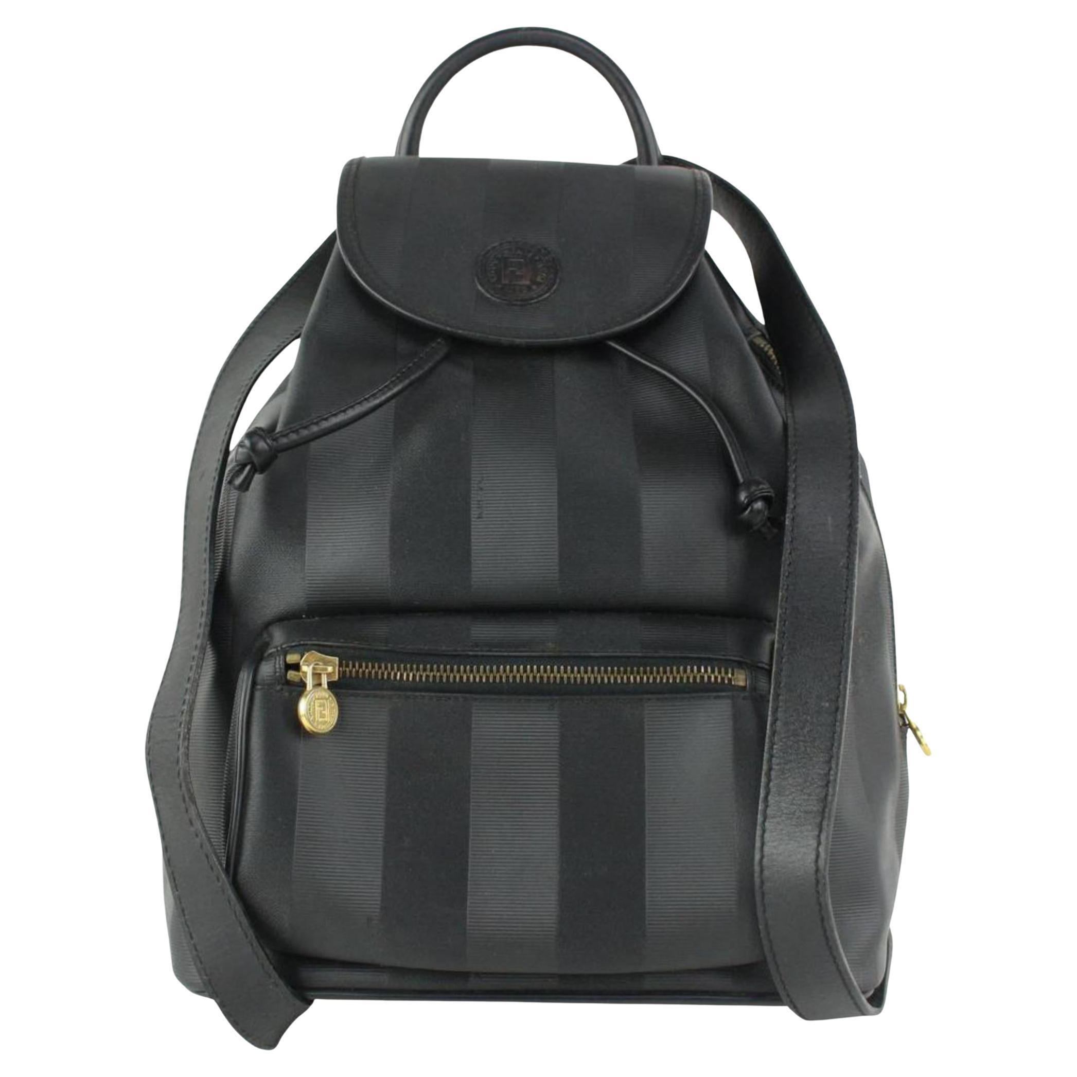 Fendi Black Pequin Stripe Mini Backpack 101ff23 For Sale