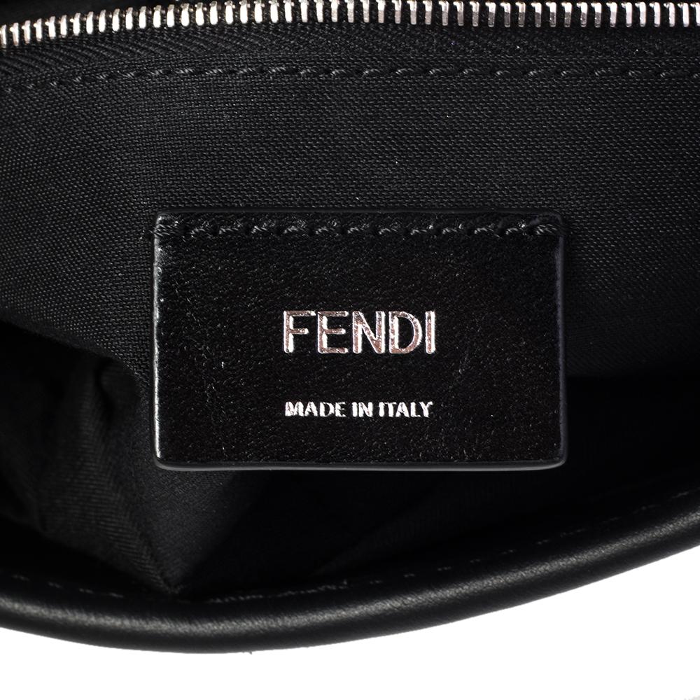Women's Fendi Black Perforated Neoprene Fabric Convertible Baguette Belt Bag