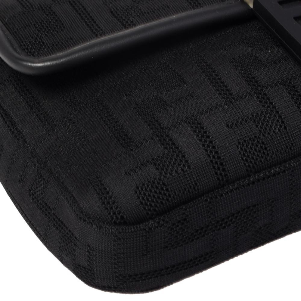 Fendi Black Perforated Neoprene Fabric Convertible Baguette Belt Bag 3
