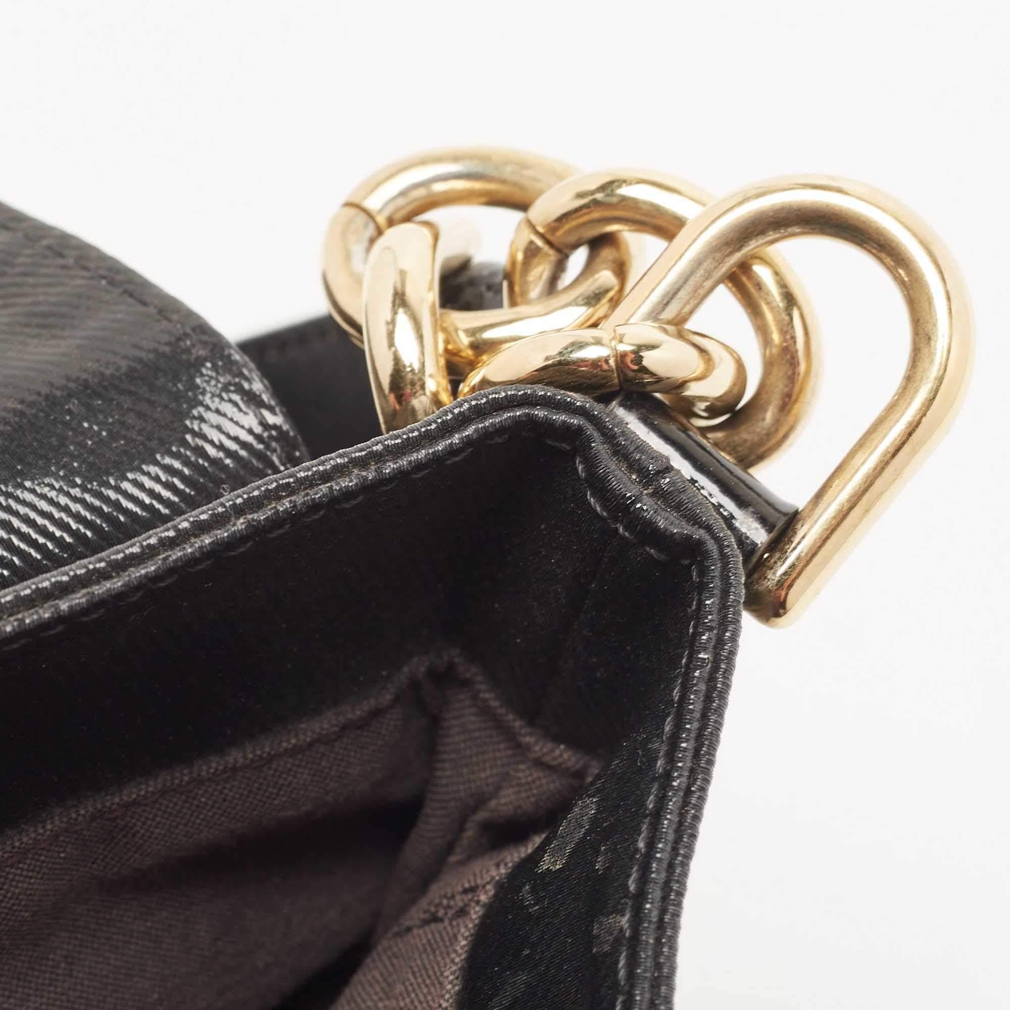 Fendi Black Pleated Coated Nylon Mia Flap Shoulder Bag 6