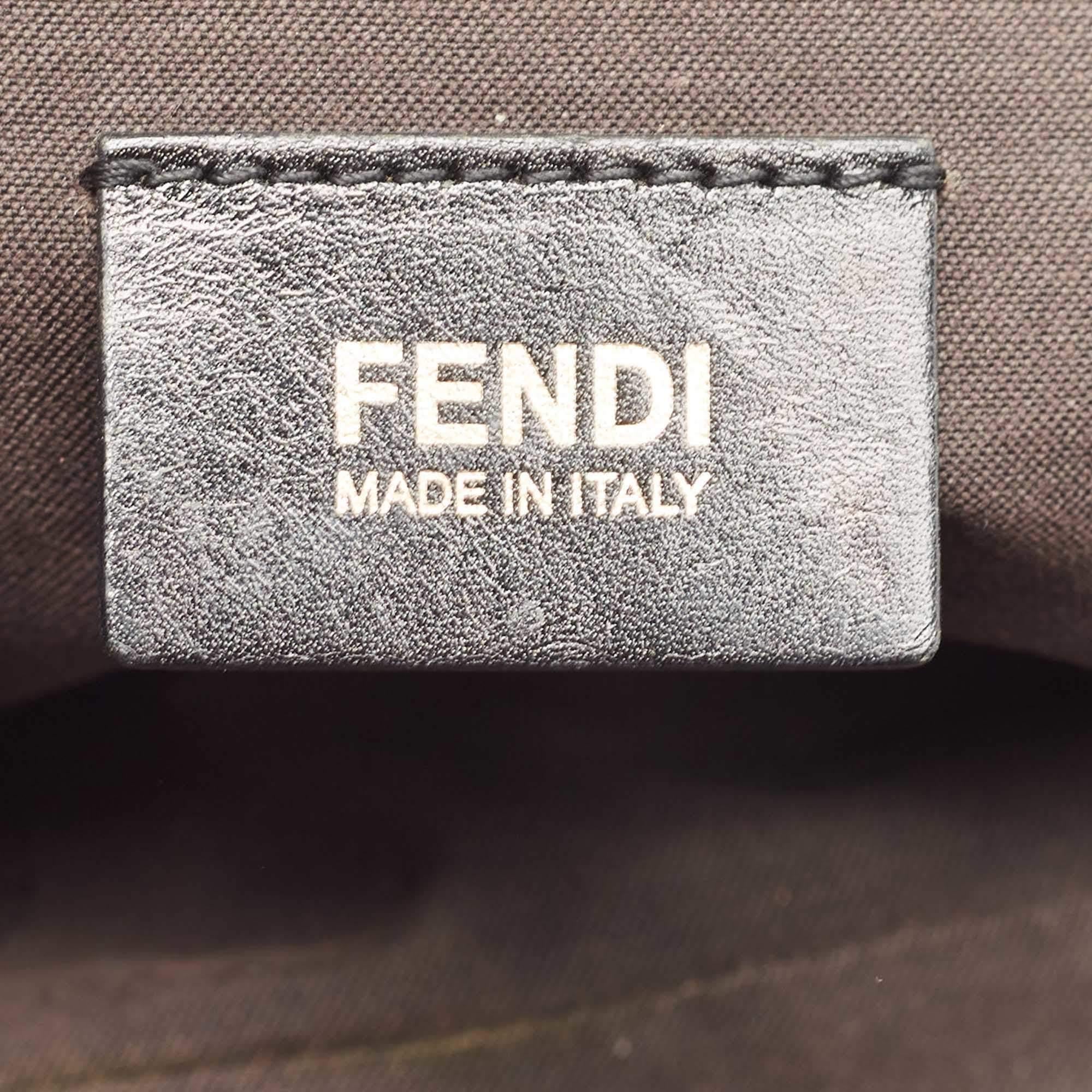Fendi Black Pleated Coated Nylon Mia Flap Shoulder Bag 14