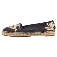 Fendi Black Printed Satin Espadrilles Flats Size 39