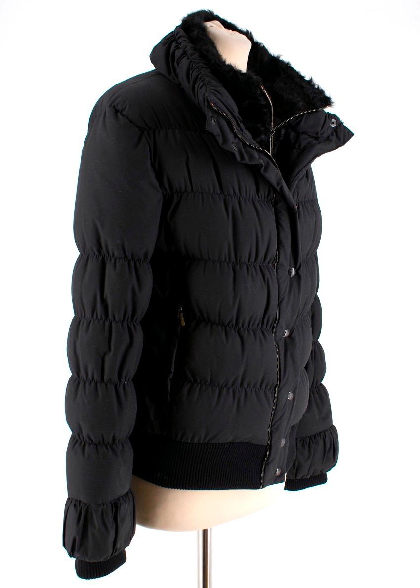 Fendi Black Puffer Jacket w/ Goat Fur Trim - Size US 4 In Excellent Condition In London, GB