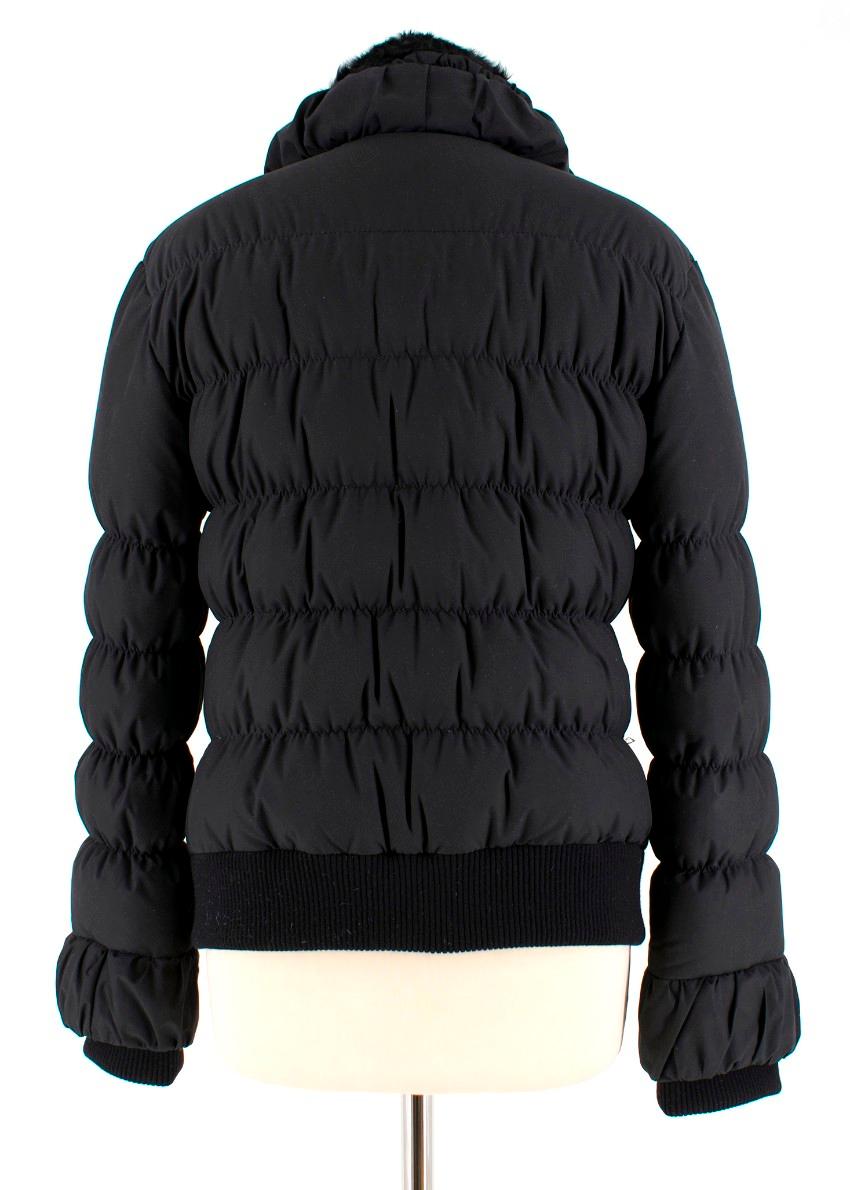 Women's Fendi Black Puffer Jacket w/ Goat Fur Trim - Size US 4