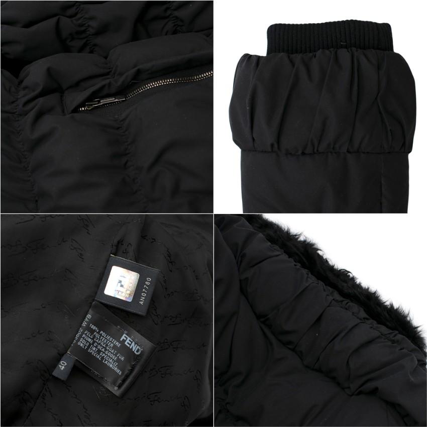 Fendi Black Puffer Jacket w/ Goat Fur Trim - Size US 4 3