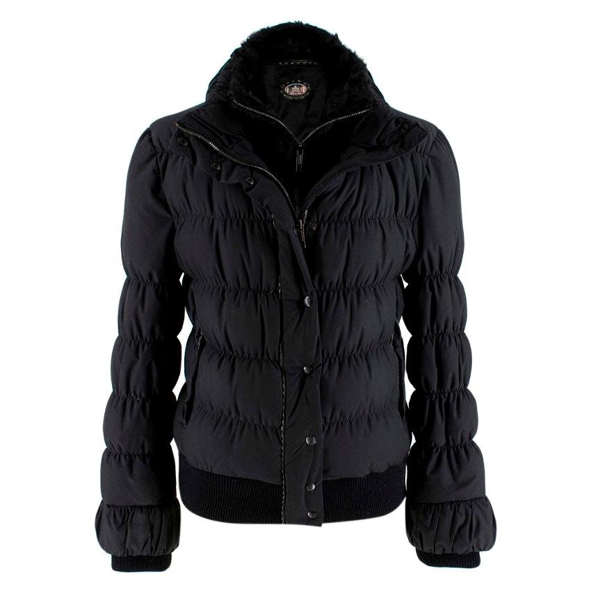 Fendi Black Puffer Jacket w/ Goat Fur Trim - Size US 4