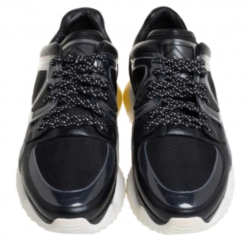 Fendi Black/Purple Mesh And Leather Fancy Sneakers Size 38 For Sale 1