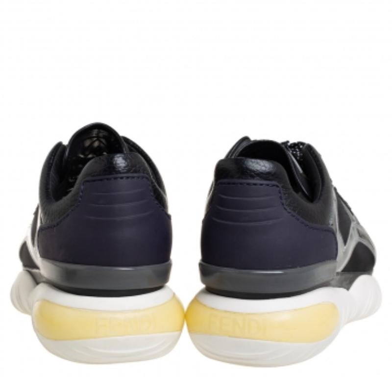 Fendi Black/Purple Mesh And Leather Fancy Sneakers Size 38 For Sale 2