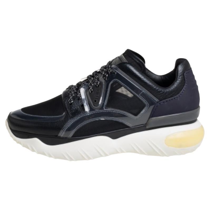 Fendi Black/Purple Mesh And Leather Fancy Sneakers Size 38 For Sale