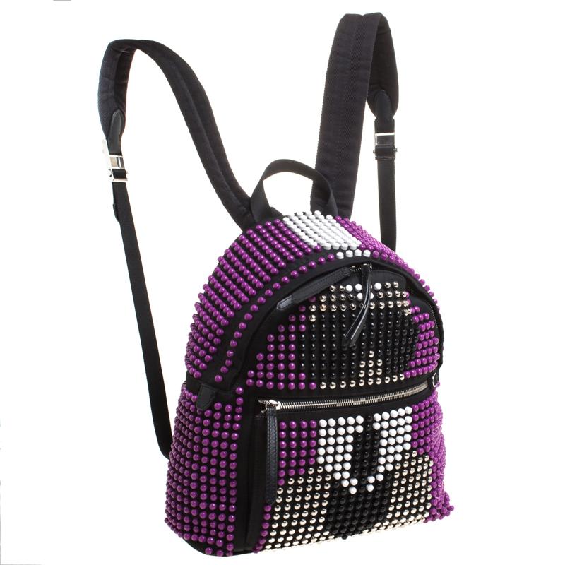 black and purple backpack